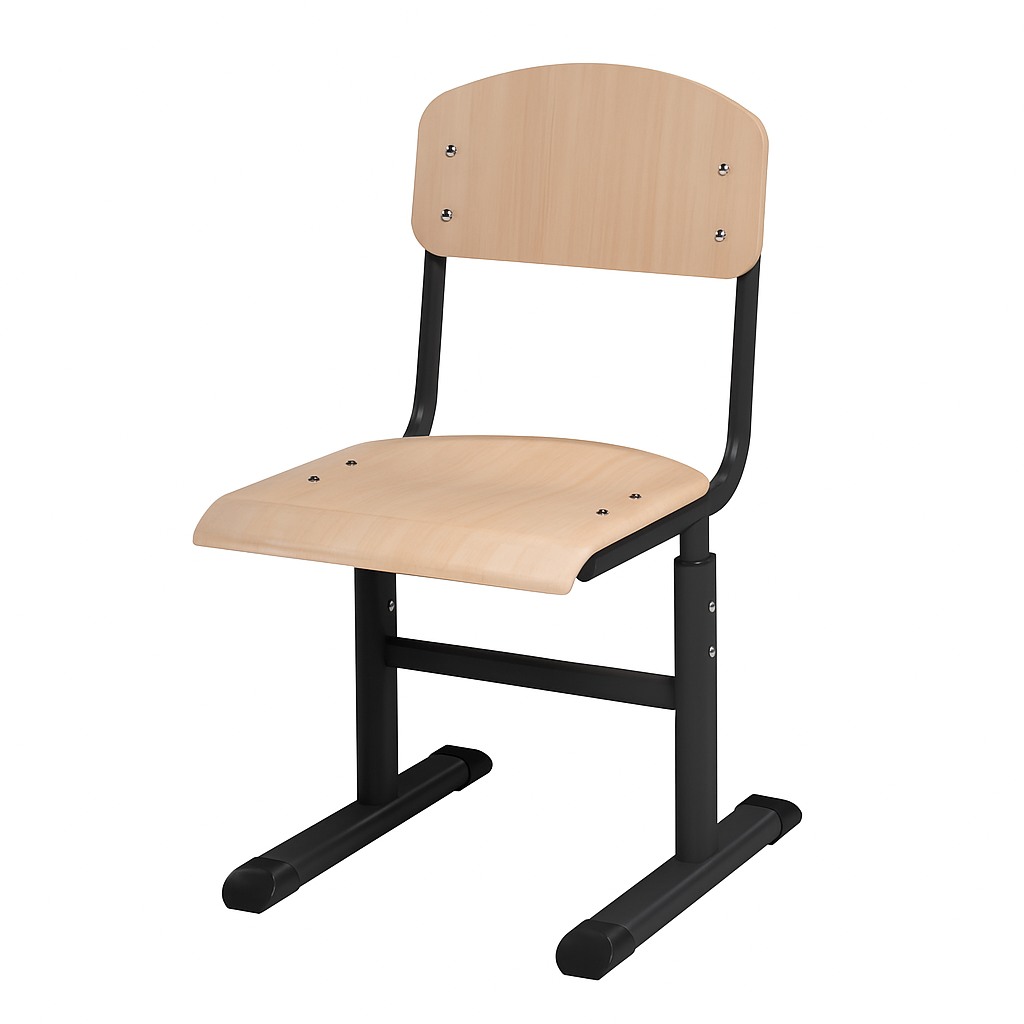 Стілець учнівський Т-подібний, анатомічне сидіння з регулюванням глибини, на металевому каркасі (плоскоовальна труба), ЛЕЛЕКА, 410х460-495х(780)830-910 мм.